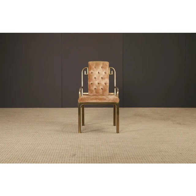 1970s Greek Key Brass & Velvet Dining Chairs by Mastercraft, C. 1970 Italy, Set of 6 For Sale - Image 5 of 18