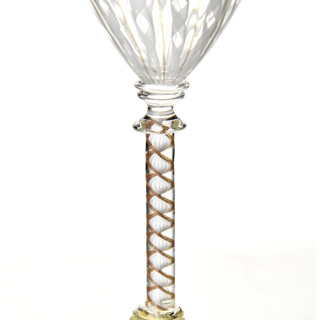 Murano 1950s Mid Century Cenedese Venetian Zanfirico Tall Goblets, Set of 12 For Sale - Image 4 of 7