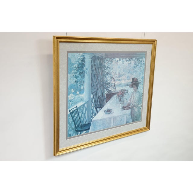 Late 20th Century "On the Porch" - Late 20th Century Impressionist Print of Original Oil Painting on Canvas Signed, Framed For Sale - Image 5 of 7