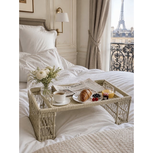 Vintage White Wicker Bed Tray With Removable Tray For Sale - Image 18 of 18