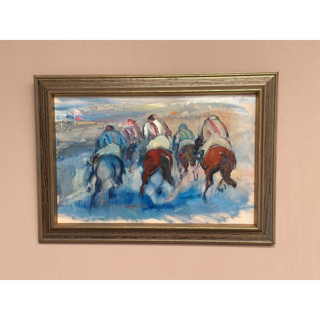 Richard Ingelsson, Jockeys, 1975, Oil on Canvas, Framed For Sale - Image 12 of 18
