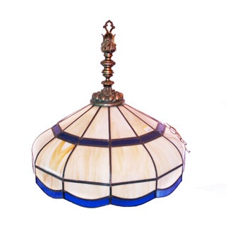 Vintage Large Stained Glass Ceiling Light For Sale
