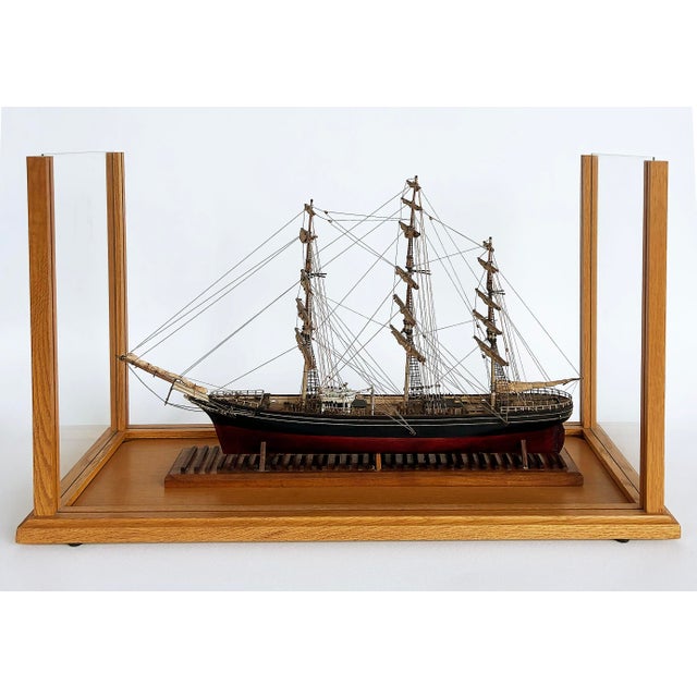 English 1870 Cutty Sark Clipper Hand-Crafted Model Encased in Wood, Glass 1970s Offered for sale is a hand-crafted model...