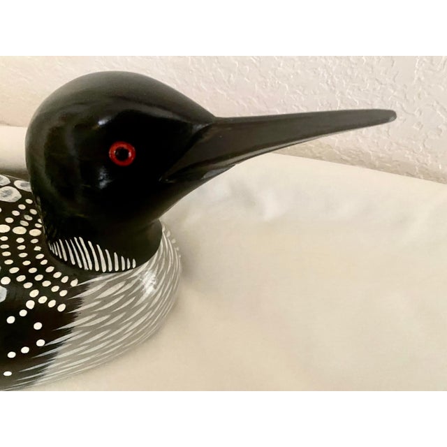 Vintage Folk Art Statue Loon L. L. Bean Carved Wood Vintage Stunningly Exquisite Waterfowl Wooden Decorative Decoy Folk Art Statue Mint Condition For Sale - Image 4 of 18