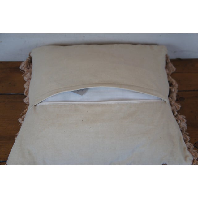 Mid 20th Century Mid 20th Century Seagull Chinese Carpets Wool Floral Embroidered Tassel Lumbar Throw Pillow For Sale - Image 5 of 12