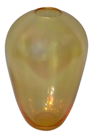 Mid-Century Modern Murano Translucent Gold Hand Blown Art Glass Vase Italy
