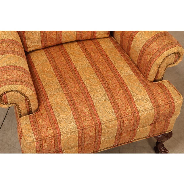 Early 21st Century Hickory Chair Chippendale Style Custom Upholstered Wing backArmchair For Sale - Image 5 of 18
