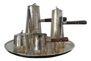 Mid 20th Century Peruvian Modernistic Sterling Silver Coffee Service Set - Set of 6
