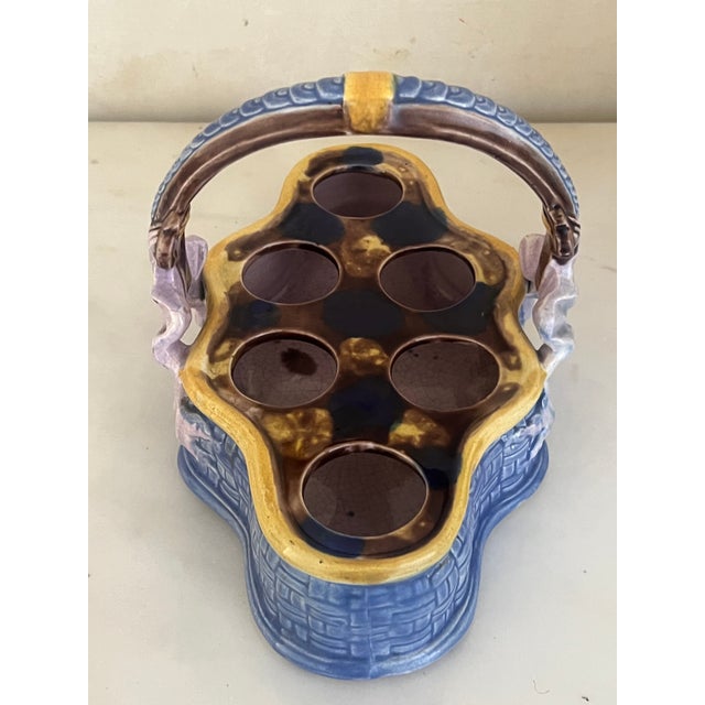 Ceramic French Majolica Ceramic Egg Holder Basket, 19th Century For Sale - Image 7 of 9