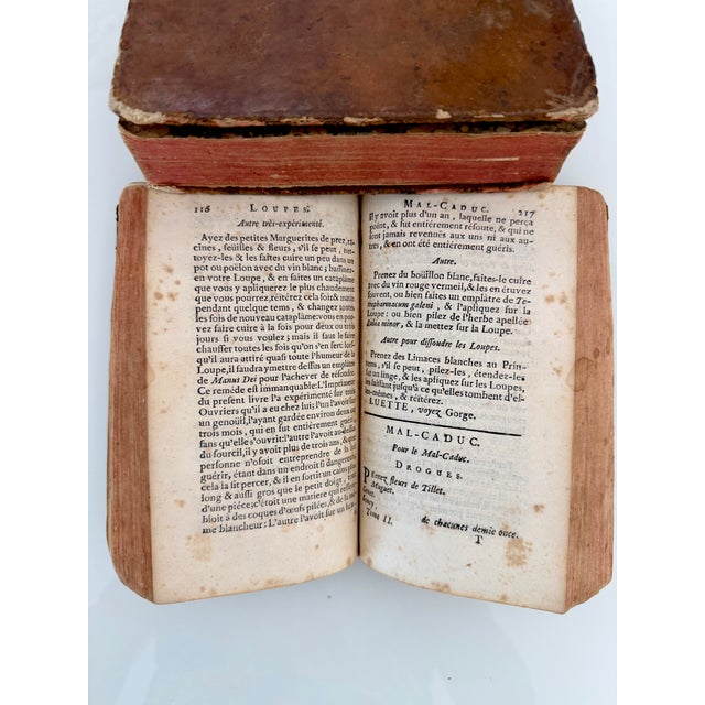Antique 18th-Century French Apothecary Books, Paris 1739 – Original Leather (Set of 2) For Sale - Image 9 of 13