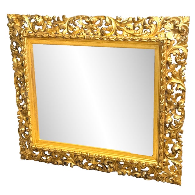 Antique Florentine Rectangular Giltwood Wall Mirror, 1820 For Sale - Image 9 of 10