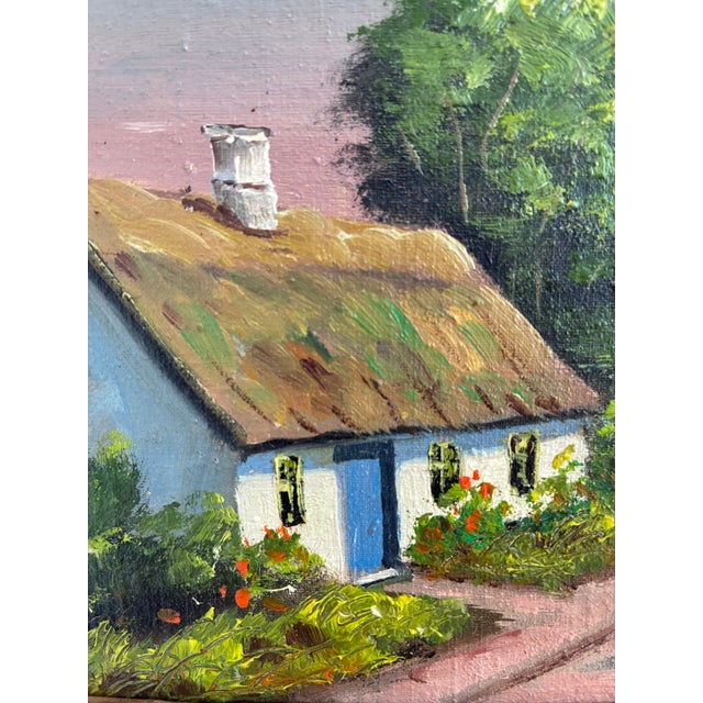 Rustic European Vintage Original Cottage Landscape Oil Painting - Signed For Sale - Image 3 of 12