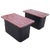 Pair of Red Marble and Wood Side End Tables For Sale