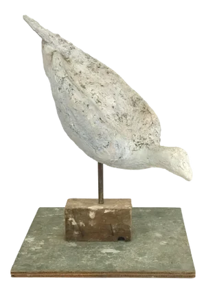 Late 20th Century Painted Fiberglass Bird Sculpture on Stand