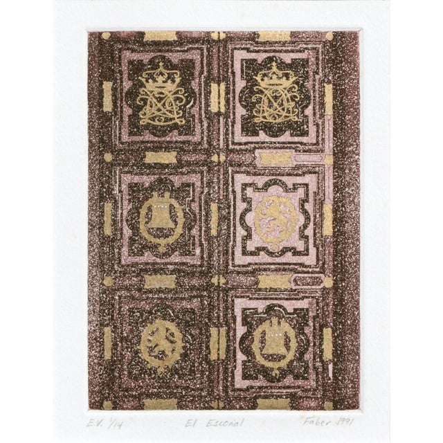 Contemporary "El Escorial", Spanish Renaissance Architecture Door Tile Etching, by Faber For Sale - Image 3 of 7