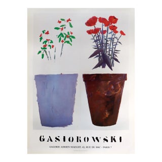 1995 French Exhibition Poster, Gerard Gasiorowski, Pots De Fleurs 101-102 For Sale