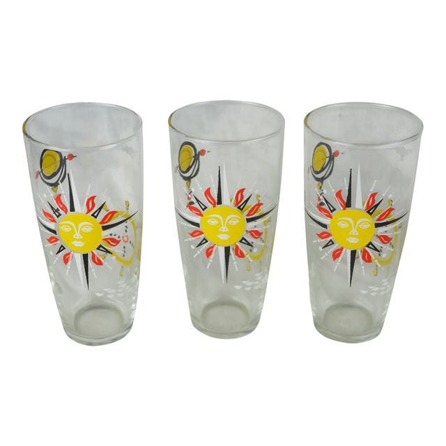 1970s French Water Glasses With Wind Rose, World Map and Rudder - Set of 3 For Sale