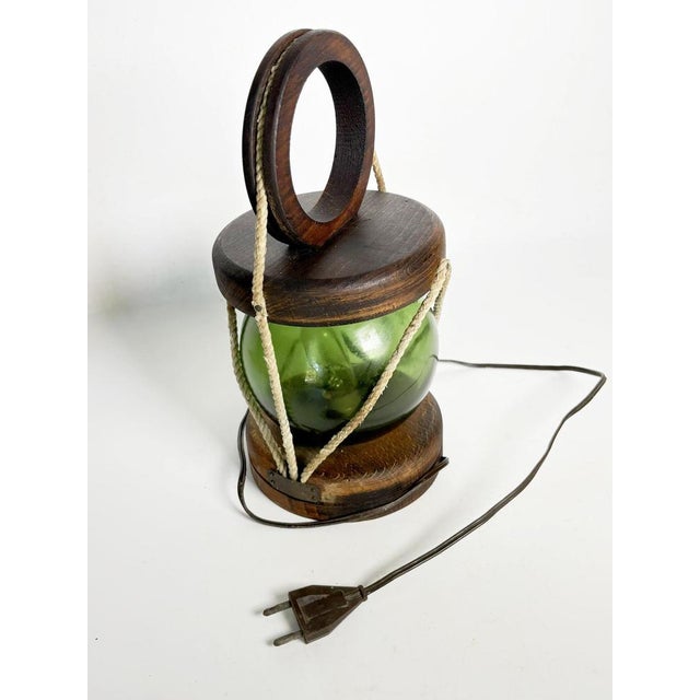 Gold Wooden Table Lamp with Glass Globe, France, 1960s For Sale - Image 8 of 10