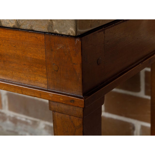 Wood Walnut French 19th Century Console Table with Variegated Marble Top For Sale - Image 7 of 12