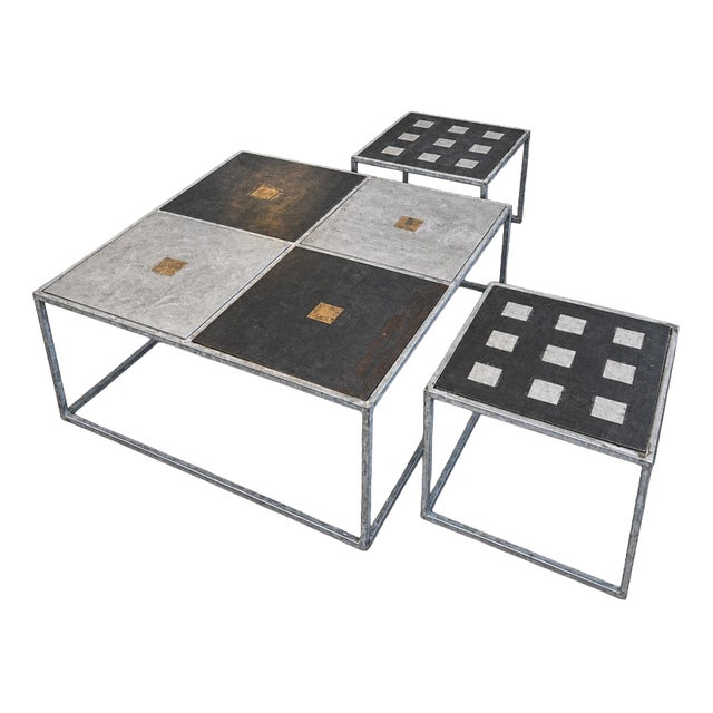Industrial Brutalist Nesting Coffee Tables, 1990s, Set of 3 For Sale