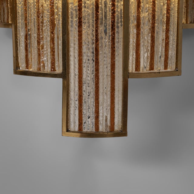 1960s Colored Glass and Brass Wall Lamp, Italy, 1960s, Set of 2 For Sale - Image 5 of 9