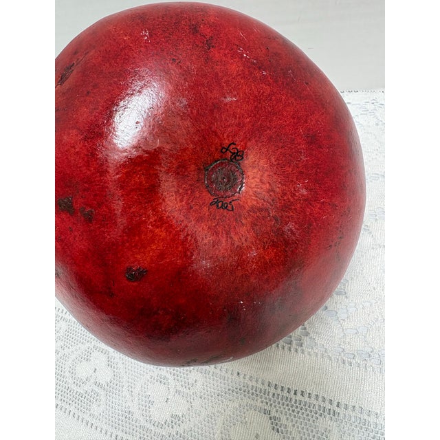 Vintage handcrafted, large cherry colored natural gourd with long wooden stem. Fung home decor accent for a shelf or the...