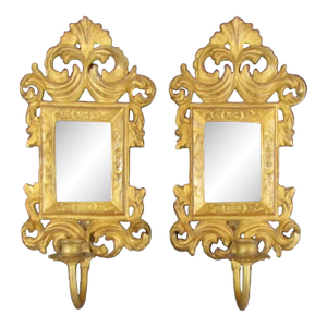 1970s Matched Pair Carvers' Guild Rococo Revival Style Acanthus Sconces