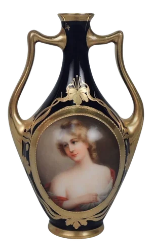 Antique Royal Vienna Porcelain Portrait or Cabinet Vase Signed Wagner