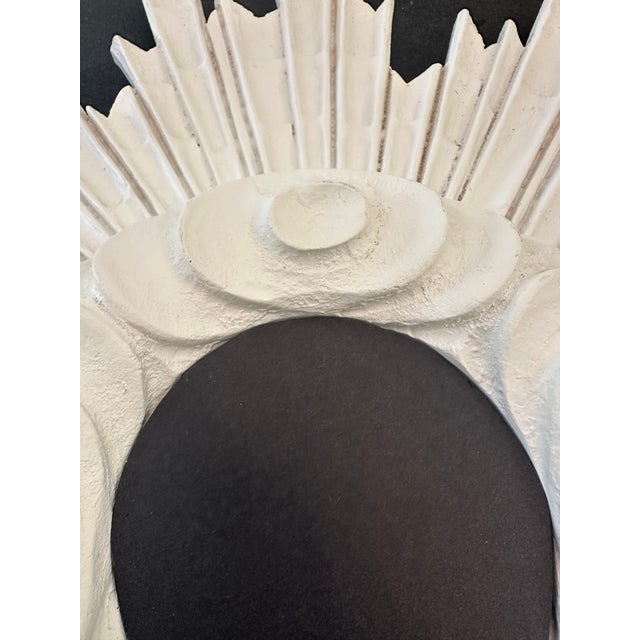 White Vintage 24” White Sunburst Wall Mirror - Made in France For Sale - Image 8 of 16