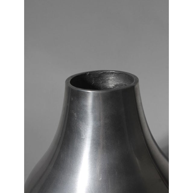 Postmodern Polished Aluminum Bulbous Vase, 1980 For Sale - Image 3 of 6