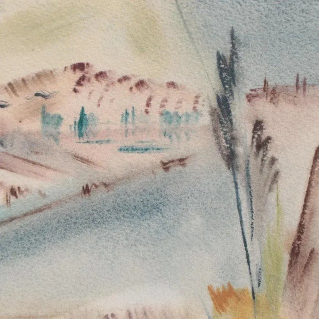Original Vintage Signed Yngve H. Olsen Modernist Southwest Landscape Watercolor Painting For Sale In Cincinnati - Image 6 of 9