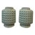 Heavy Pair of Mid-Century Modern Celadon Geometric Vases - 10" Ceramic Decor For Sale