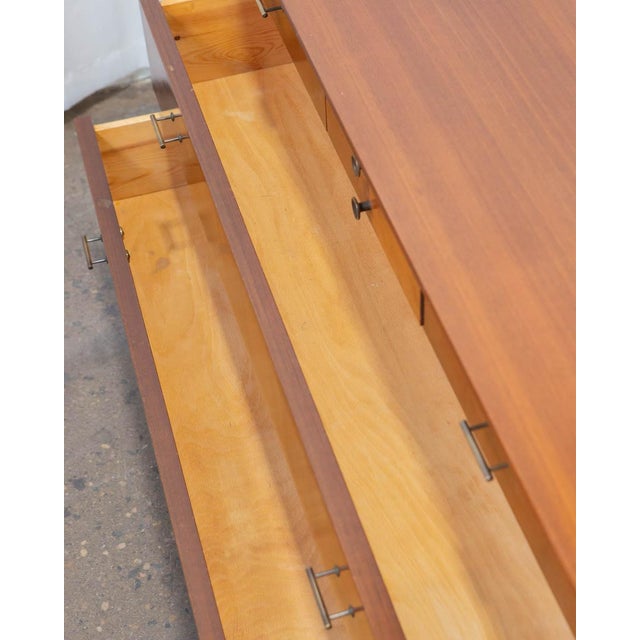 Deco Style Danish Petite Chest of Drawers With Brass Hardware and Carved Legs, C. 1950s For Sale - Image 14 of 14