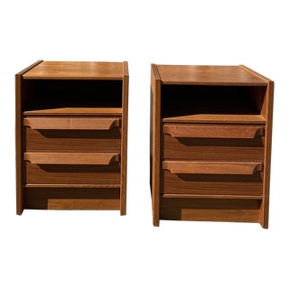 Mid Century Modern 1960s Danish Teak Nightstands - a Pair For Sale