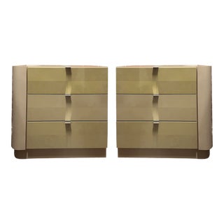Post Modern Bookended Nightstands in Ecru and Pale Rose For Sale