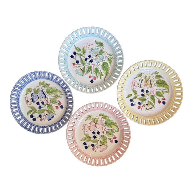 Set of Four Vintage Horchow Italian Plates For Sale
