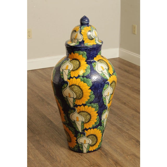 Mexican Hand Painted Mexican Pottery Ginger Jar or Urn For Sale - Image 3 of 12