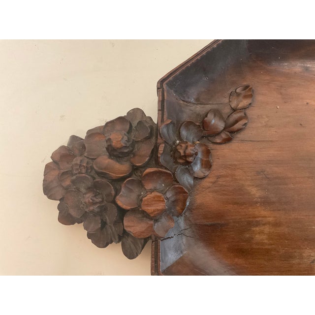 Rustic European Early 20th Century Signed Black Forest Carved Tray For Sale - Image 3 of 7