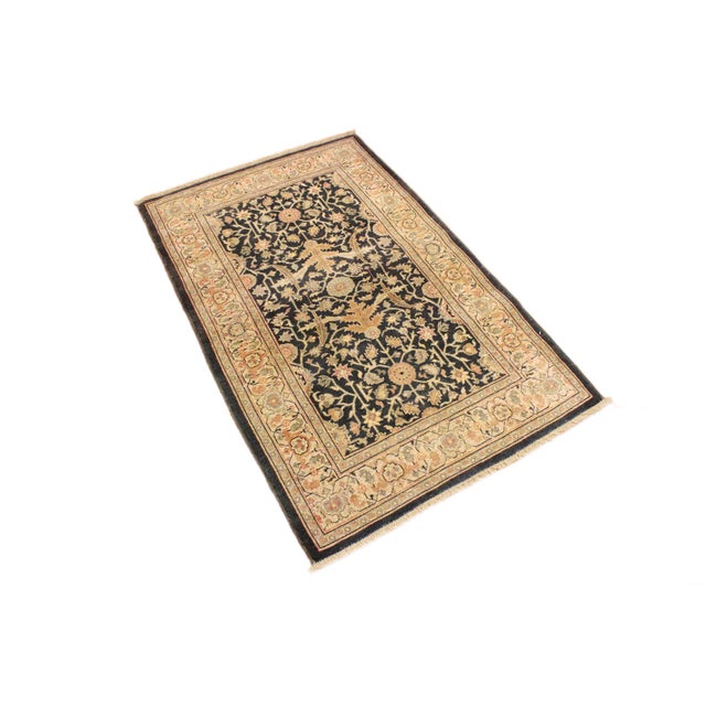 Shabby Chic Shabby Chic Charcoal/Tan Wool Rug - 3'2'' X 4'11'' For Sale - Image 3 of 10