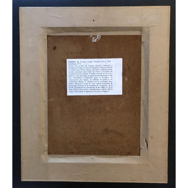 Jos Damien, Portrait of a Woman, Oil on Panel, Framed For Sale - Image 8 of 10