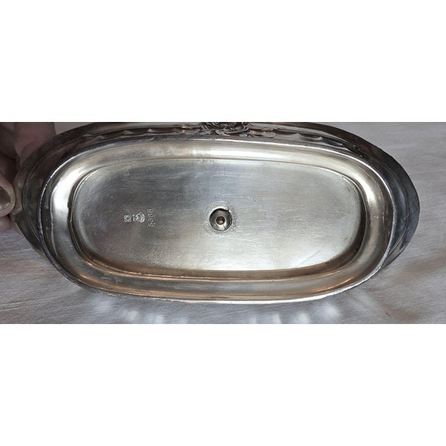 Antique 20th Century French Engraved Crystal Cruet and Silver-Plated Metal Stand from Gallia, 1890s For Sale - Image 10 of 13