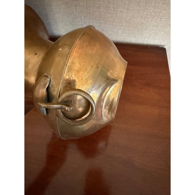 Metal Vintage Solid Brass Vase With Ring Handles For Sale - Image 7 of 8