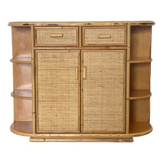 Credenza in Wicker and Bamboo, 1970s For Sale