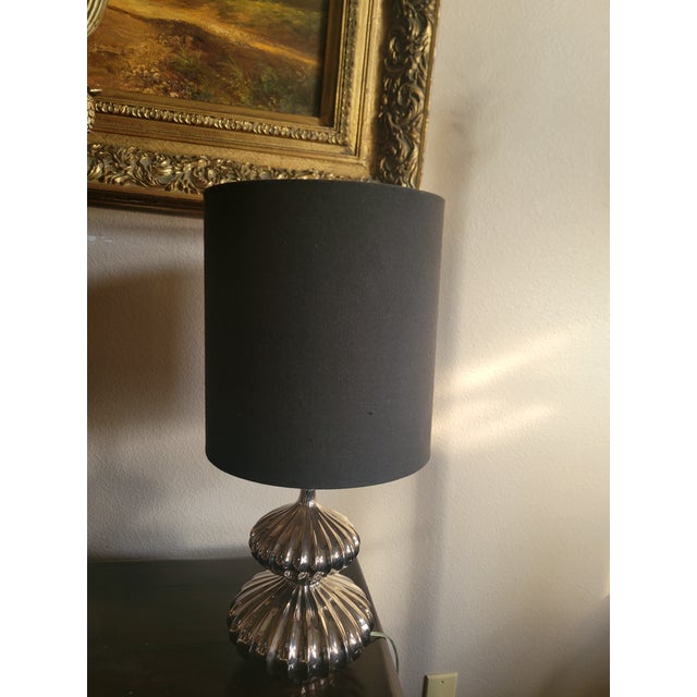 Late 20th Century Late 20th Century Mid Century Modern Ribbed Chrome Table Lamp, For Sale - Image 5 of 12