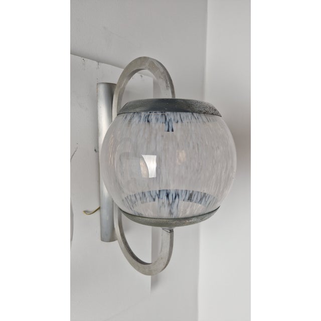 1960s Wall Lamps in Chrome and Shaded Transparent Glass, 1960s, Set of 2 For Sale - Image 5 of 16