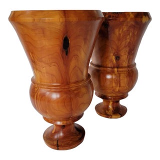 Early 21st C Cedar Vases by Darrell Rhudy - A Pair For Sale