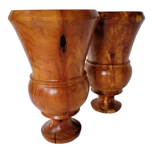 Early 21st C Cedar Vases by Darrell Rhudy - A Pair