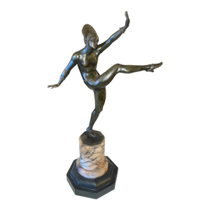 1920s Jean Pierre Morante Bronze Art Deco Dancer Sculpture.