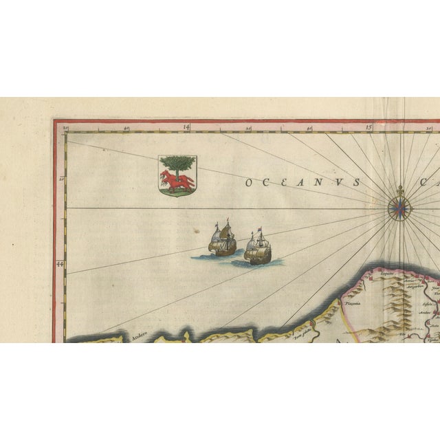 Paper Map of Basque Country Bilbao and Cantabria from Blaeu, 1642 For Sale - Image 7 of 11