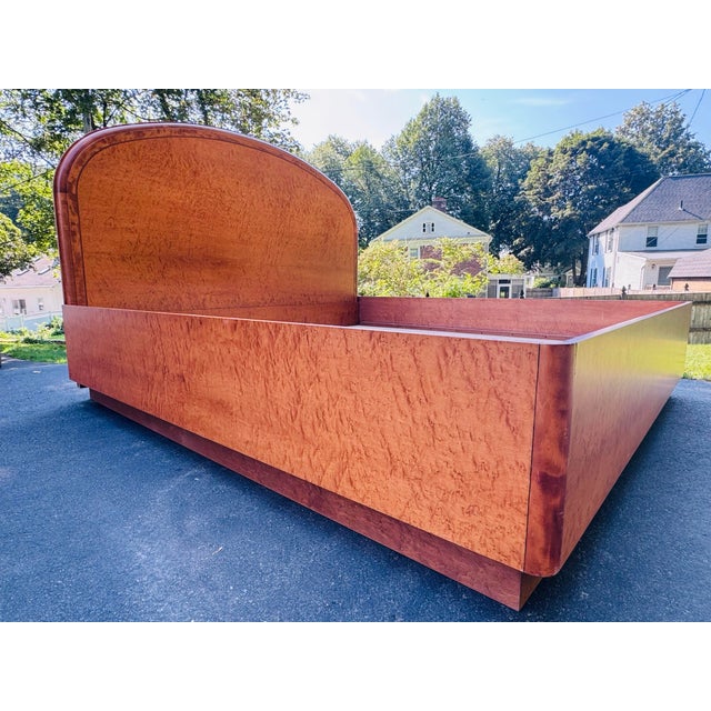 Vintage 1980s Custom Birdseye Maple Veneer King Size Bed Elegant and substantial, this custom-made king size bed was...